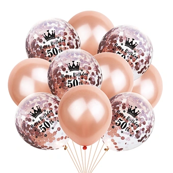 Clear Latex Party Decorations Happy Set Round Shape Amazon Hot Selling Rose Gold Birthday Confetti Balloons