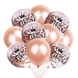 Clear Latex Party Decorations Happy Set Round Shape Amazon Hot Selling Rose Gold Birthday Confetti Balloons