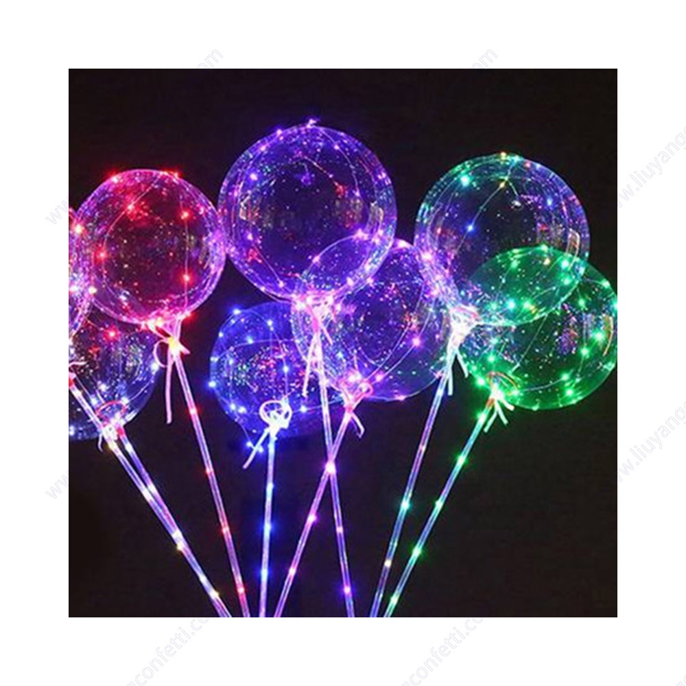 Wholesale Bobo Ballon 18/20/24/32 Inches Light LED Balloon with sticker For Party Decoration and gift for kids