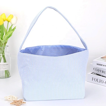 2023 Sublimation Seersucker Bunny Stuffer Liner Plush Egg Gift Canvas Top-seller Decoration Blank Hunt Bucket Easter Baskets