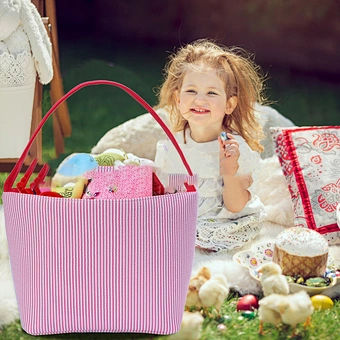 2023 Sublimation Seersucker Bunny Stuffer Liner Plush Egg Gift Canvas Top-seller Decoration Blank Hunt Bucket Easter Baskets