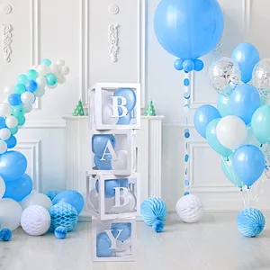 Sale Birthday Party Decoration With Letters Gift Packing Baby Round Storage Support Custom Shower Transparent Balloon Box