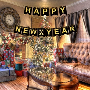 Years Photo Backdrop Banner Kit Real Gold Glitter Eve Party Supplies 2021 Kit Black Happy New Year Decoration