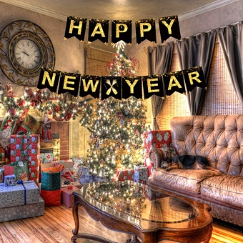 Years Photo Backdrop Banner Kit Real Gold Glitter Eve Party Supplies 2021 Kit Black Happy New Year Decoration
