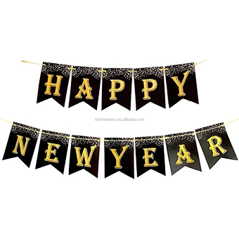 Years Photo Backdrop Banner Kit Real Gold Glitter Eve Party Supplies 2021 Kit Black Happy New Year Decoration