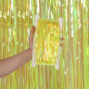 metal tinsel foil curtain metallic foil fringe curtain rain wall backdrop wedding birthday party background decoration 1*2m