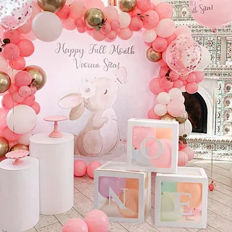 Sale Birthday Party Decoration With Letters Gift Packing Baby Round Storage Support Custom Shower Transparent Balloon Box