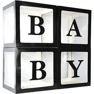 Sale Birthday Party Decoration With Letters Gift Packing Baby Round Storage Support Custom Shower Transparent Balloon Box