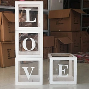 Sale Birthday Party Decoration With Letters Gift Packing Baby Round Storage Support Custom Shower Transparent Balloon Box