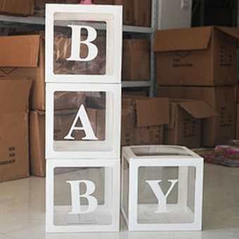 Sale Birthday Party Decoration With Letters Gift Packing Baby Round Storage Support Custom Shower Transparent Balloon Box
