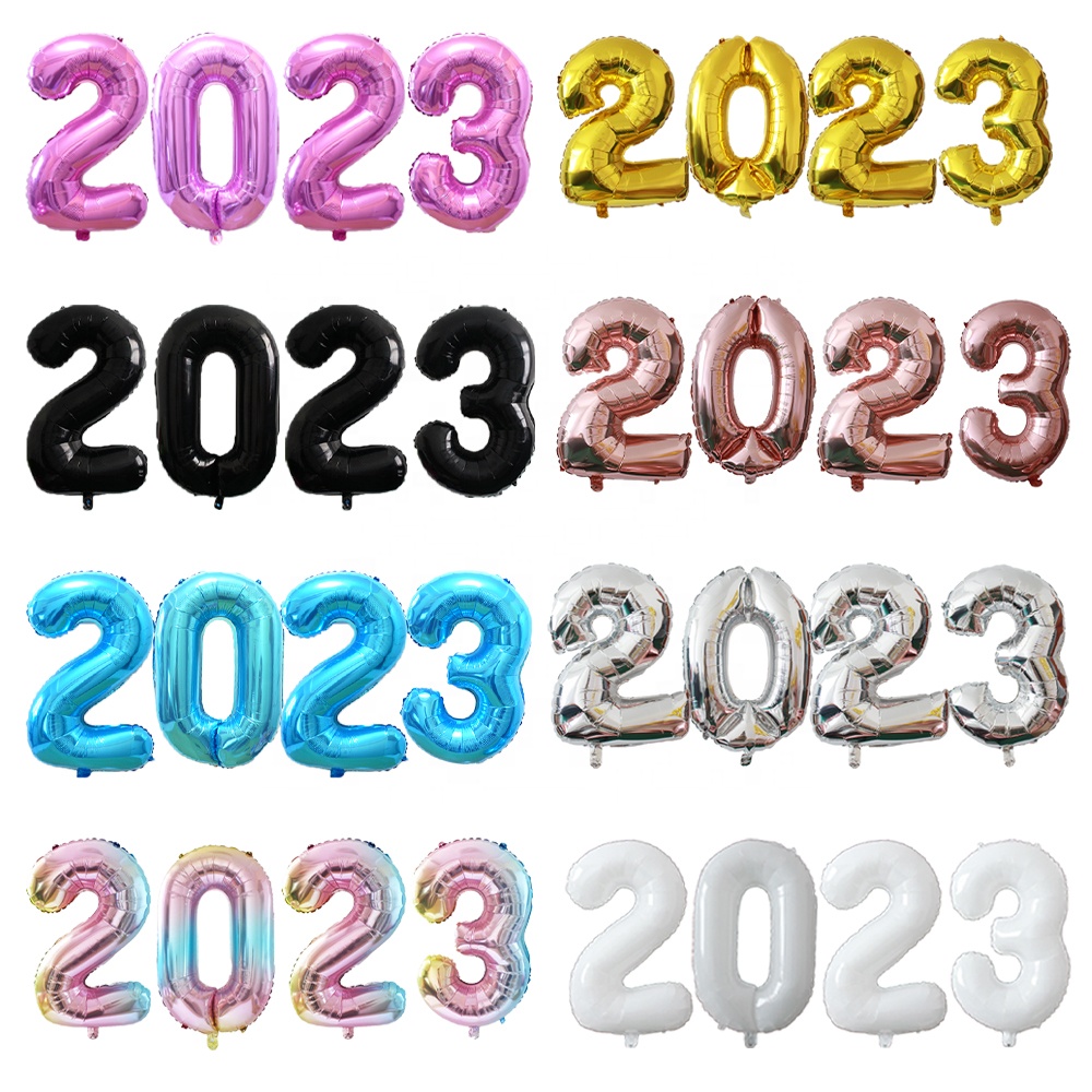 32 inches 2023 digital balloon set foil letter number balloon New Year's party decoration wholesale