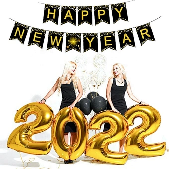 Happy New Year Banner and Balloons 2023 Photo Frame New Year Eve Party Decoration Natal Noel Merry Christmas Decor Supplies