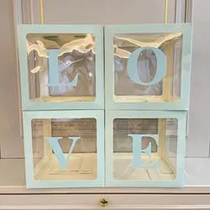 Sale Birthday Party Decoration With Letters Gift Packing Baby Round Storage Support Custom Shower Transparent Balloon Box
