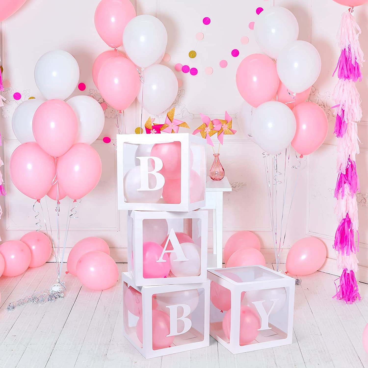 Sale Birthday Party Decoration With Letters Gift Packing Baby Round Storage Support Custom Shower Transparent Balloon Box