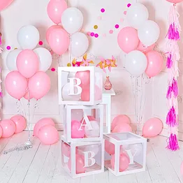 Sale Birthday Party Decoration With Letters Gift Packing Baby Round Storage Support Custom Shower Transparent Balloon Box