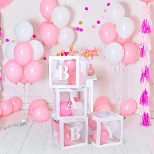 Sale Birthday Party Decoration With Letters Gift Packing Baby Round Storage Support Custom Shower Transparent Balloon Box