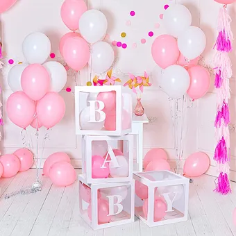 Sale Birthday Party Decoration With Letters Gift Packing Baby Round Storage Support Custom Shower Transparent Balloon Box