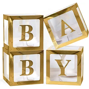 Sale Birthday Party Decoration With Letters Gift Packing Baby Round Storage Support Custom Shower Transparent Balloon Box