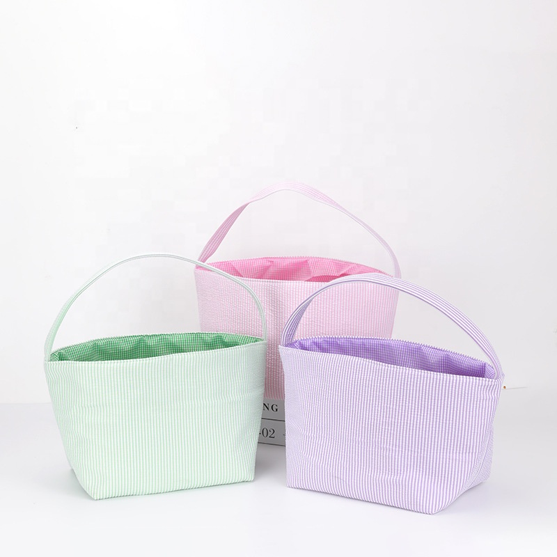 2023 Sublimation Seersucker Bunny Stuffer Liner Plush Egg Gift Canvas Top-seller Decoration Blank Hunt Bucket Easter Baskets