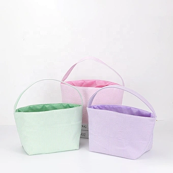 2023 Sublimation Seersucker Bunny Stuffer Liner Plush Egg Gift Canvas Top-seller Decoration Blank Hunt Bucket Easter Baskets