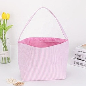 2023 Sublimation Seersucker Bunny Stuffer Liner Plush Egg Gift Canvas Top-seller Decoration Blank Hunt Bucket Easter Baskets