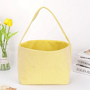 2023 Sublimation Seersucker Bunny Stuffer Liner Plush Egg Gift Canvas Top-seller Decoration Blank Hunt Bucket Easter Baskets