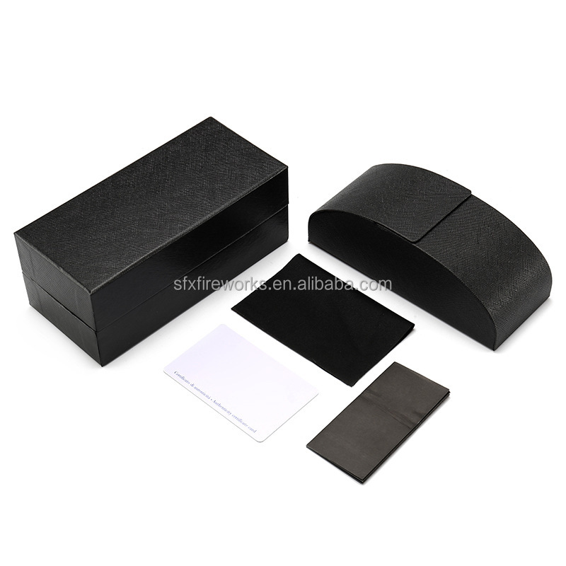 2023 Wholesale Price PU Portable folding Triangular Cases handmade leather custom logo print Branded sunglasses case packaging