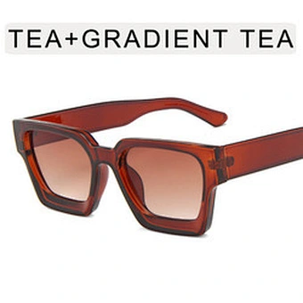 With Case Fashion Vintage Large Glasses Flat Trapezoid Beach 2023 Luxury Designer Famous Brand Shade Custom Sunglasses For Women