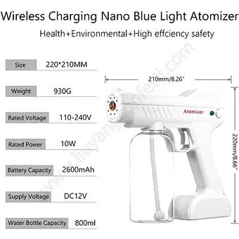 Sanitizer Gun Spray Mini Handhold Fog Nano Atomization Machine Virus Wireless Blue Ray Charging Ultrasonic Disinfection Sprayer