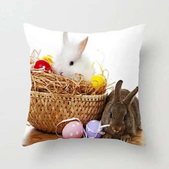 Home Party Sofa Rabbit Bunny Egg Cover 45*45cm 18*18inch Sublimation Cushion Custom Pocket Pillow Case Happy Easter Decoration