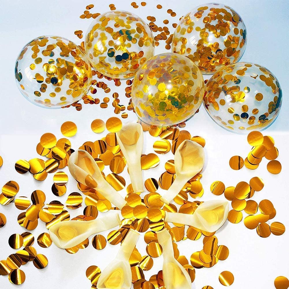 China Factory Direct Sale Hot Sale Wedding Decoration 12 Inch Transparent Gold Color Sequin Colorful Latex Confetti Balloon