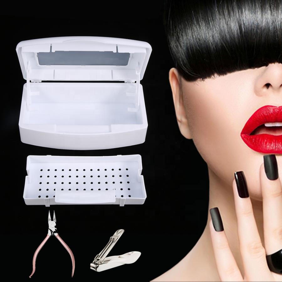 Disinfection Nail Art Pedicure Manicure Tool Metal Nipper Equipment Clean Storage Case Organizer Sterilizing Tray Box Cleaner