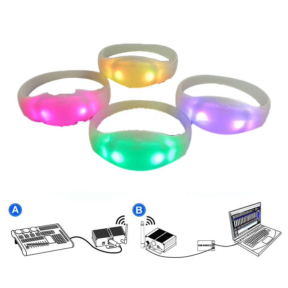 LED Bracelets Glow Party Lights Supplies Xyloband Remote Controlled Pulsera Light Up Wristband Pulseira Event DMX Bracelet leds