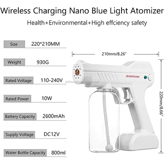 De Luz Microparticulas Vapor Difusaora Nano Desinfectante Para 110v A Bateria Blue Anion Ray Comac Mini Pistola Sanitizantes