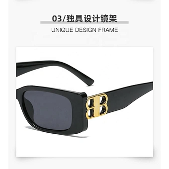 Unisex Women Luxury Brand Designer Fashion Small Square Frame 2023 Retro Champagne Ladies Personality B Letter Sunglasses