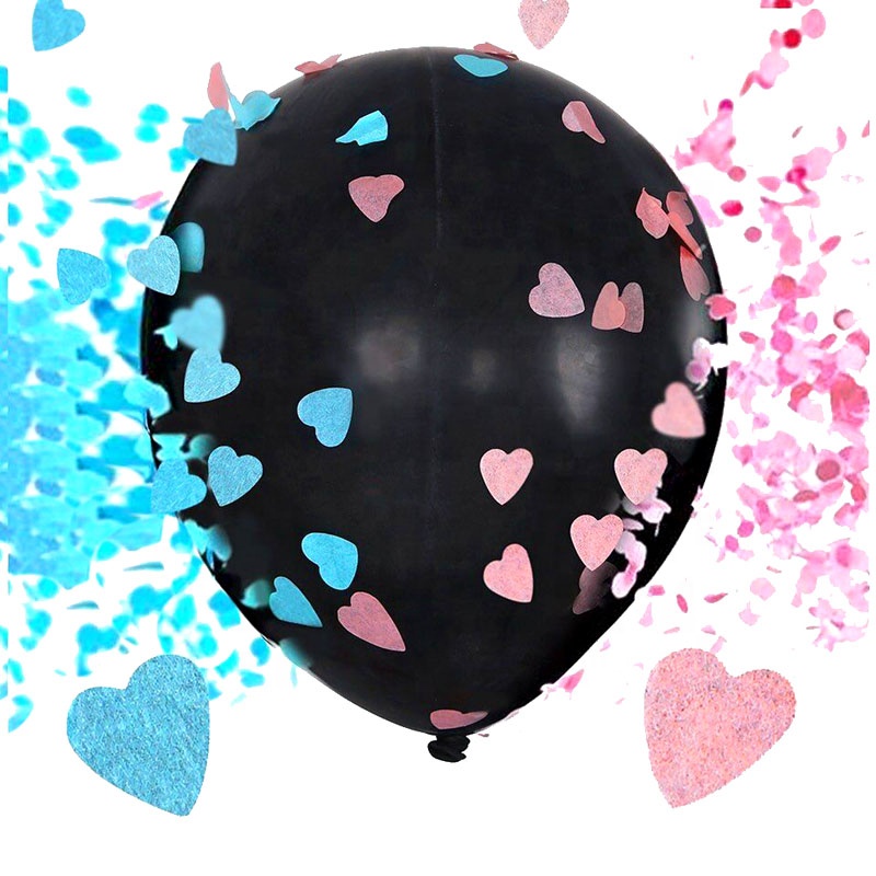 Boy or girl 36inch Custom Giant Black Gender Reveal pink blue heart Confetti balloon For Baby Shower Party Decorations
