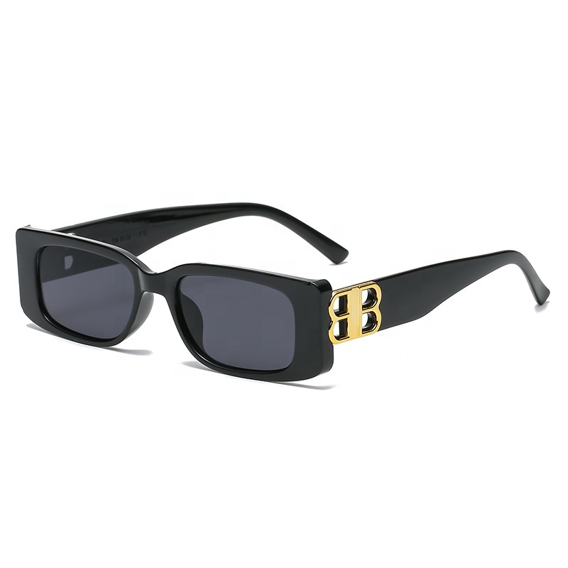 Unisex Women Luxury Brand Designer Fashion Small Square Frame 2023 Retro Champagne Ladies Personality B Letter Sunglasses