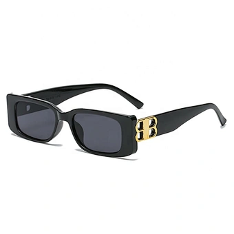 Unisex Women Luxury Brand Designer Fashion Small Square Frame 2023 Retro Champagne Ladies Personality B Letter Sunglasses