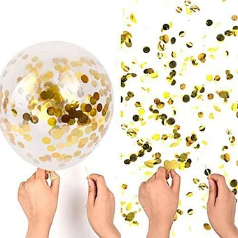 China Factory Direct Sale Hot Sale Wedding Decoration 12 Inch Transparent Gold Color Sequin Colorful Latex Confetti Balloon