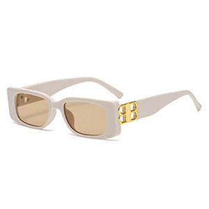 Unisex Women Luxury Brand Designer Fashion Small Square Frame 2023 Retro Champagne Ladies Personality B Letter Sunglasses