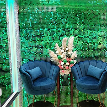 Decoración de ventana de tienda de publicidad unicornio lentejuelas boda fiesta decoración de pared espejo brillo Panel brillo telón de fondo