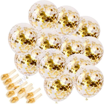 China Factory Direct Sale Hot Sale Wedding Decoration 12 Inch Transparent Gold Color Sequin Colorful Latex Confetti Balloon