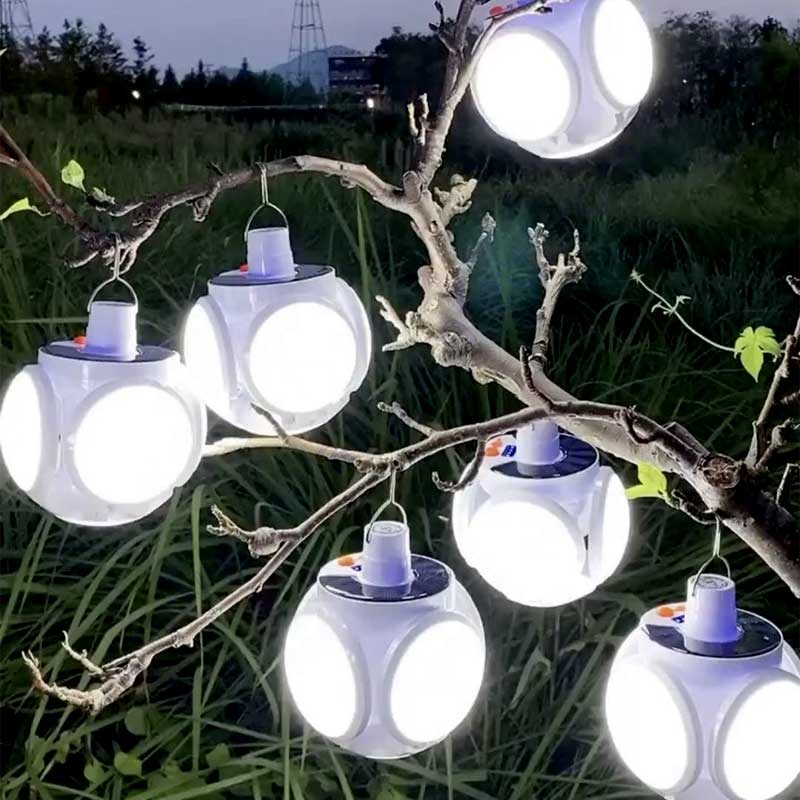Led Rechargeable Portable Camping Lamp Lantern Tent Foldable Emergency Night Market Dc Charge Ufo Garden Yard Solar Light