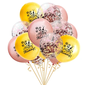 photo backdrop Supplies Globos decor Round 12 Inch Rose  Gold Confetti Set Latex Balloon Happy Birthday Party Decoration Kits