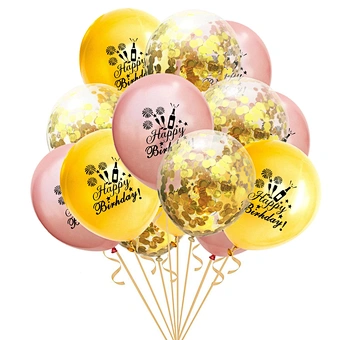 photo backdrop Supplies Globos decor Round 12 Inch Rose  Gold Confetti Set Latex Balloon Happy Birthday Party Decoration Kits