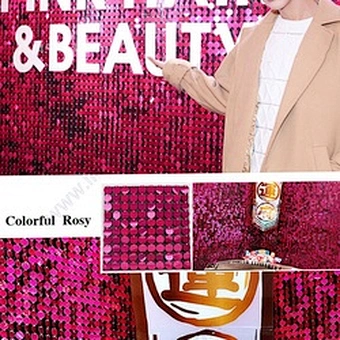 Flower Grass Artificial Shimmering Decor Wedding Acrylic Rose Floral Arrangement Velvet Sequin Round Stand Shimmer Backdrop Wall