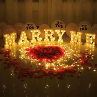 Anniversary Engagement Illuminate Sign Marquee Party Valentine Marriage Supplier Marry Me Led Light Up Letter Wedding Decoration