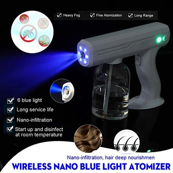 Atomization Nebulizer Sprayer Wireless Blueray Spray Charging Nano Gun Uv Lights Spray Virus Sterilize Disinfection Atomizer