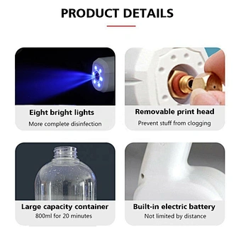 Atomization Nebulizer Sprayer Wireless Blueray Spray Charging Nano Gun Uv Lights Spray Virus Sterilize Disinfection Atomizer