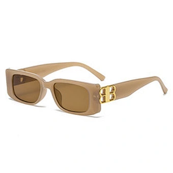 Unisex Women Luxury Brand Designer Fashion Small Square Frame 2023 Retro Champagne Ladies Personality B Letter Sunglasses